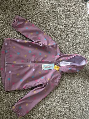 Cat & Jack Mauve Polka Dot Hooded Rain Jacket